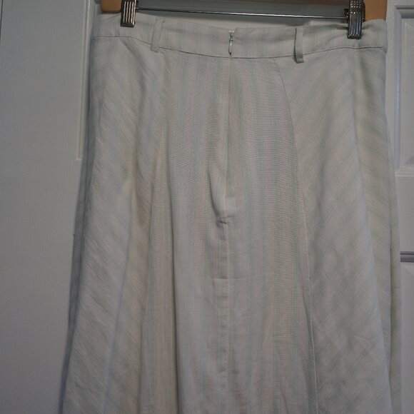 Anna Cate Size S White and Light Mint Green Long Zip Skirt Striped - Picture 9 of 9